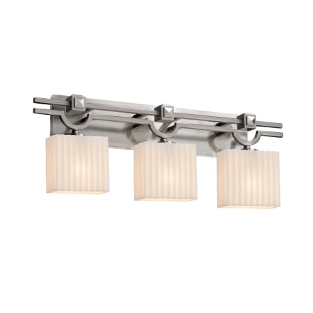 Justice Design Group Porcelina 3 Light 29" Wide Bathroom Vanity Light Brushed Nickel