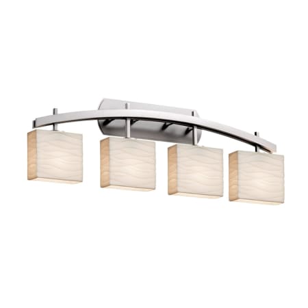 Justice Design Group Porcelina 4 Light 36" Wide LED Bathroom Vanity Light with Rectangle Shades Brushed Nickel