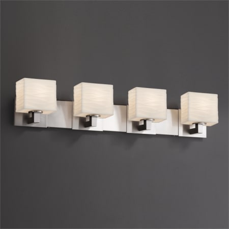 Justice Design Group Porcelina 35.25" Modular 4 Light Bath Bar Brushed Nickel