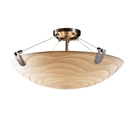 Justice Design Group Porcelina Collection 27" Round LED Semi-Flush Ceiling Fixture Brushed Nickel