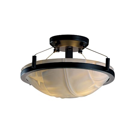 Justice Design Group Porcelina Collection 16" Round LED Semi-Flush Ceiling Fixture Dark Bronze