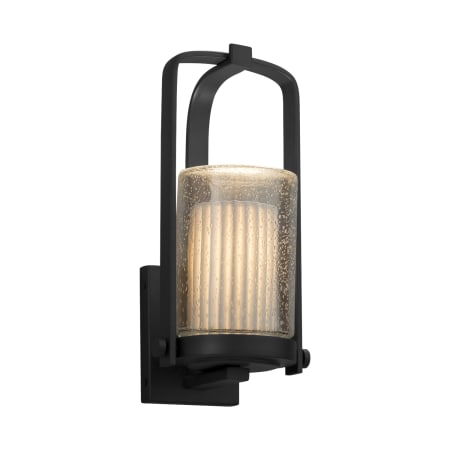 Justice Design Group Limoges Single Light 12-1/2" High Outdoor Wall Sconce with Pleated Translucent Porcelain Shade Matte Black