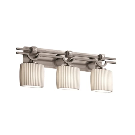 Justice Design Group Limoges 3 Light 29" Wide Bathroom Vanity Light with Translucent Porcelain Shades Brushed Nickel