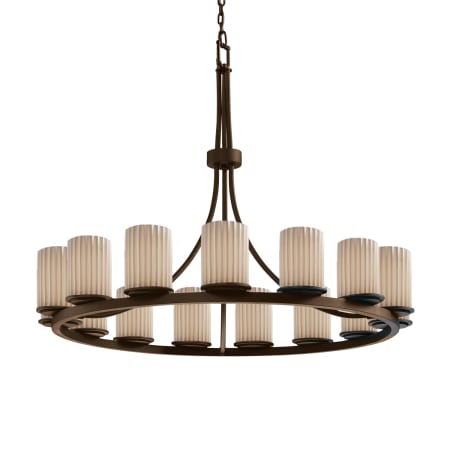 Justice Design Group Limoges 15 Light 42" Wide Candle Style Chandelier with Porcelain Pleated Shades Dark Bronze