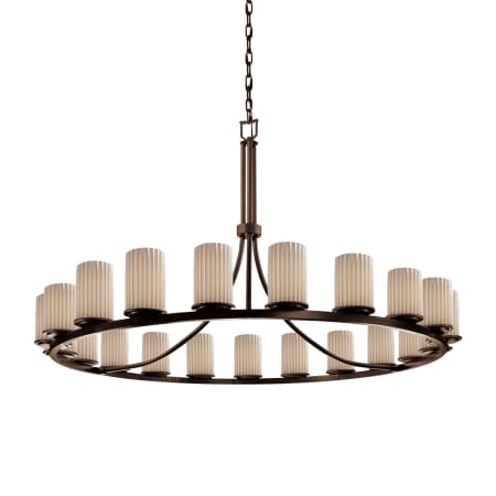 Justice Design Group Limoges 21 Light 60" Wide Candle Style Chandelier with Porcelain Pleated Shades Dark Bronze