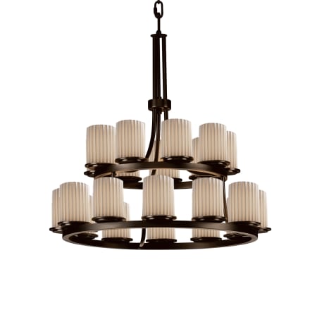 Justice Design Group Limoges 21 Light 33" Wide Pillar Candle Chandelier with Translucent Porcelain Shades Dark Bronze