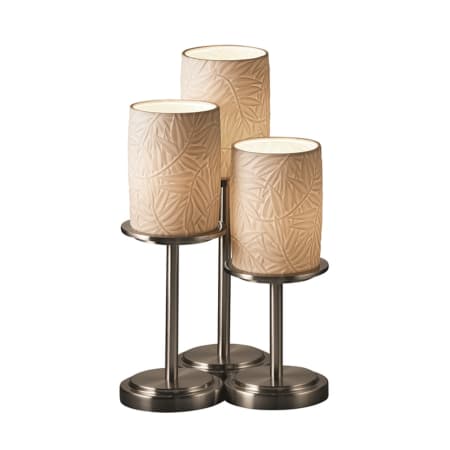 Justice Design Group Dakota 3 Light 16" Tall Table Lamp with Translucent Porcelain Shades Brushed Nickel