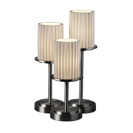 Justice Design Group Dakota 3 Light 16" Tall Table Lamp with Translucent Porcelain Shades Brushed Nickel