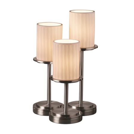 Justice Design Group Dakota 3 Light 16" Tall Table Lamp with Translucent Porcelain Shades Brushed Nickel