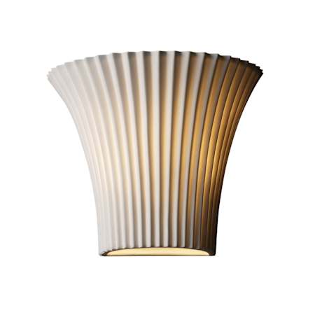 Justice Design Group Limoges 7" Tall Small Round Flared Pleated Wall Sconce Bisque