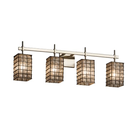 Justice Design Group Wire Glass 31" Union 4 Light LED Vanity Light Brushed Nickel
