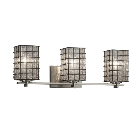 Justice Design Group Wire Glass 3 Light 24" Wide LED Bathroom Vanity Light Brushed Nickel