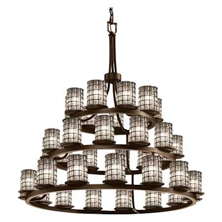Justice Design Group Wire Glass 42" Wide Ring Chandelier Dark Bronze / Clear Bubbles