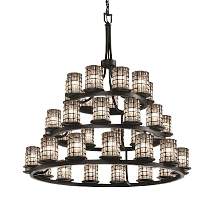 Justice Design Group Wire Glass 42" Wide Ring Chandelier Matte Black