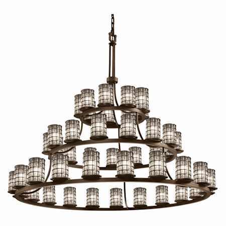 Justice Design Group Wire Glass 60" Wide Ring Chandelier Dark Bronze / Clear Bubbles