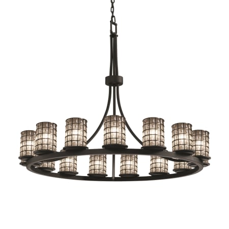 Justice Design Group Wire Glass 42" Wide Ring Chandelier Matte Black