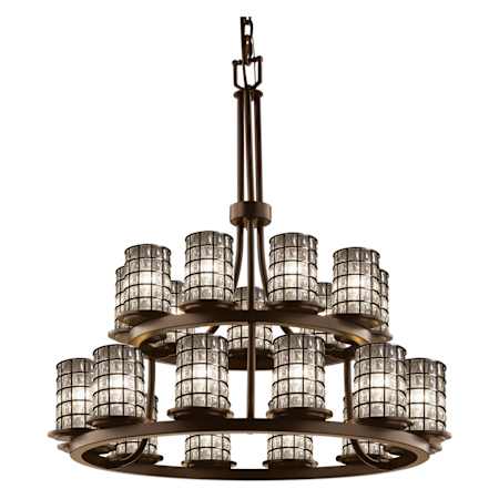 Justice Design Group Wire Glass 33" Wide Ring Chandelier Dark Bronze / Clear Bubbles