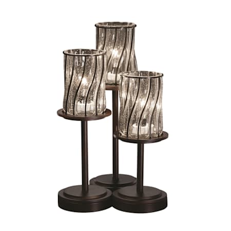 Justice Design Group Dakota 3 Light 16" Tall Table Lamp with Wire Cage with Blown Glass Shades Dark Bronze