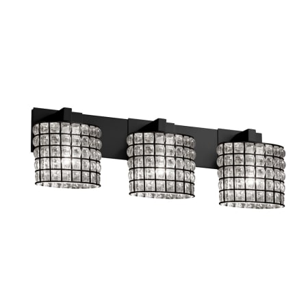 Justice Design Group Wire Glass 3 Light 27" Wide Bathroom Vanity Light with Oval Shades Matte Black