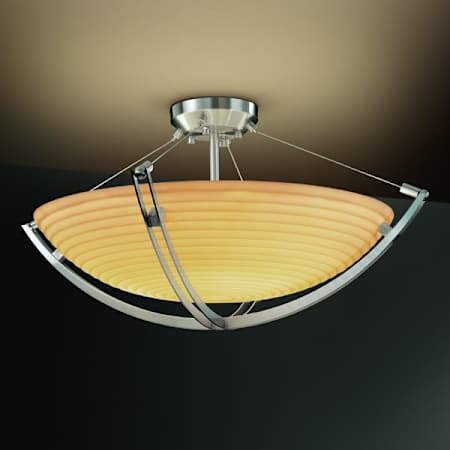Brushed Nickel finish with (-35) Round Bowl and Sawtooth shade option