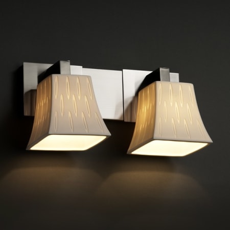 Brushed Nickel with Oval Shades finish with (-40) Square Flared shade option