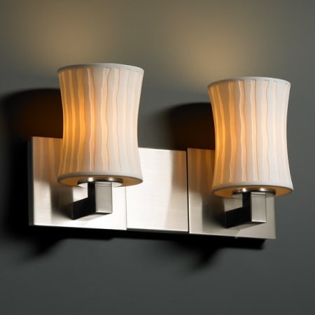 Brushed Nickel with Waterfall Shades finish with (-60) Hourglass shade option