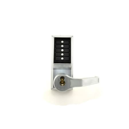 Kaba Ilco Right Handed Reverse Bevel Mechanical Pushbutton Mortise Lock with Lever Handle Less Full Size Interchangeable Core Satin Chrome
