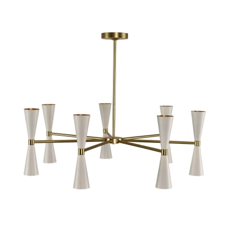 Kalco Milo 14 Light 35" Wide Chandelier White / Vintage Brass