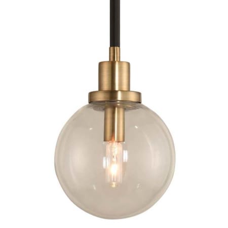 Kalco Cameo 6" Wide Mini Pendant Matte Black / Brushed Pearlized Brass