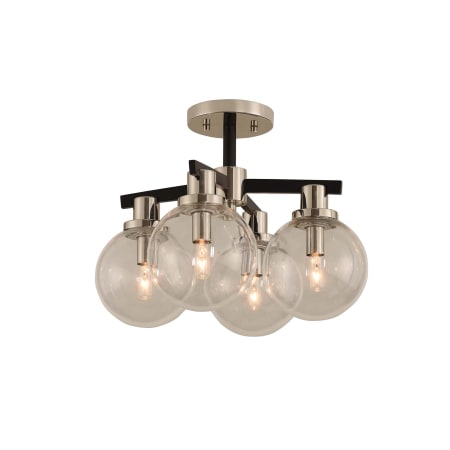 Kalco Cameo 4 Light 16" Wide Semi-Flush Ceiling Fixture Matte Black / Nickel Accents