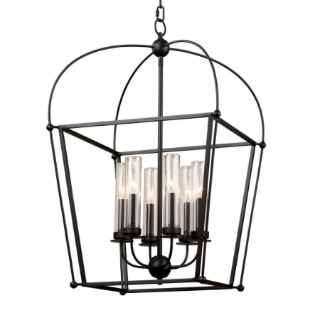 Kalco Sutter 6 Light 27" Wide Taper Candle Pendant Smooth Matte Black