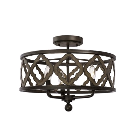 Kalco Whittaker 3 Light 18" Wide Semi-Flush Drum Ceiling Fixture Brownstone
