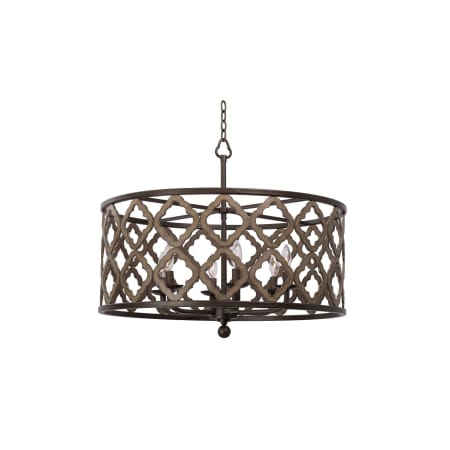 Kalco Whittaker 6 Light 28" Wide Wrought Iron Drum Chandelier Brownstone