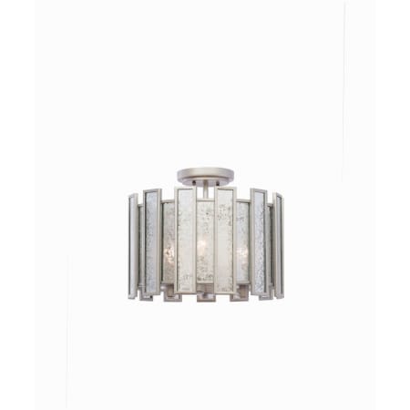 Kalco Palisade 3 Light 15" Wide Semi-Flush Drum Ceiling Fixture Tarnished Silver