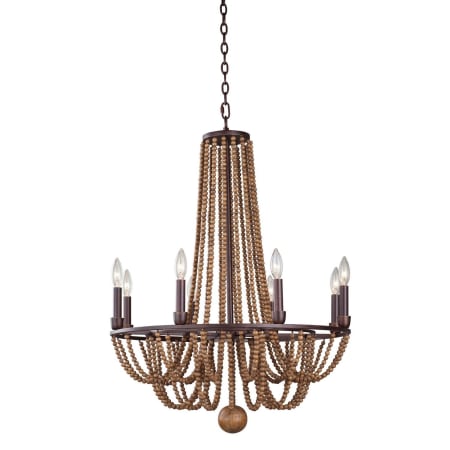 Kalco Beechwood 8 Light 26" Wide Beaded Chandelier Royal Mahogany