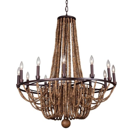 Kalco Beechwood 12 Light 34" Wide Beaded Chandelier Royal Mahogany