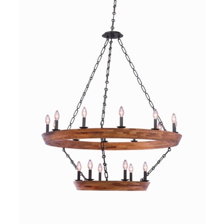 Kalco Lansdale 18 Light 42" Wide Wrought Iron Ring Chandelier Black Iron
