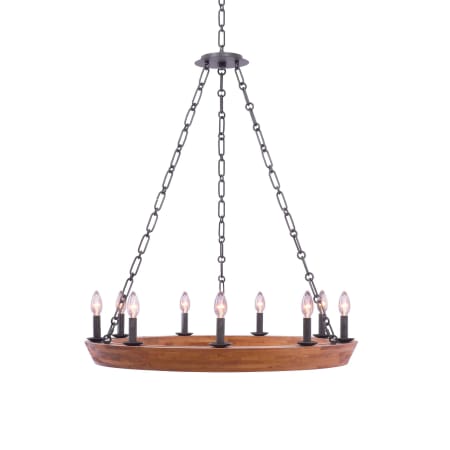 Kalco Lansdale 9 Light 33" Wide Wrought Iron Ring Chandelier Black Iron