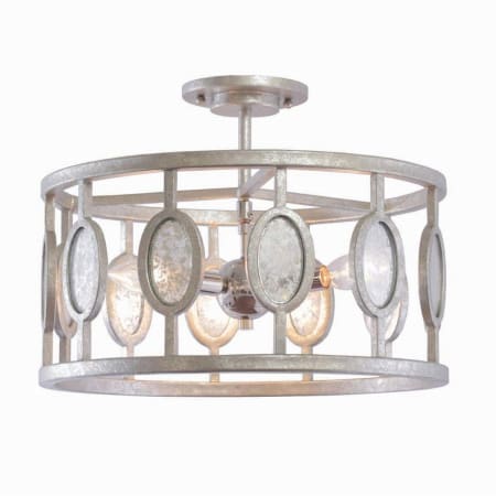 Kalco Palomar 3 Light 16" Wide Semi-Flush Drum Ceiling Fixture Vintage Silver Leaf