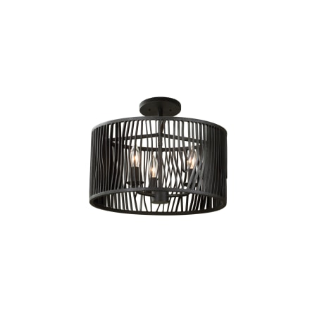 Kalco Morre 3 Light 16" Wide Semi-Flush Drum Ceiling Fixture Black Iron
