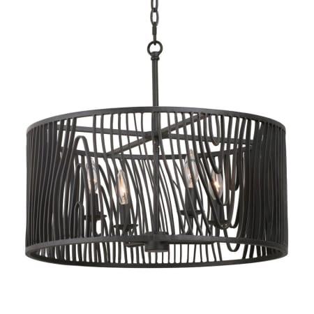 Kalco Morre 4 Light 21" Wide Drum Chandelier Black Iron