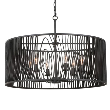 Kalco Morre 6 Light 28" Wide Taper Candle Drum Chandelier Black Iron