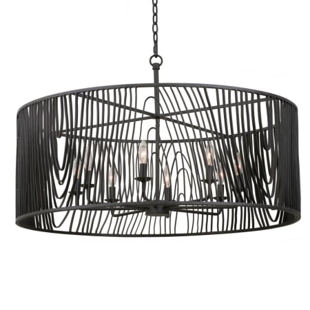 Kalco Morre 8 Light 36" Wide Taper Candle Drum Chandelier Black Iron