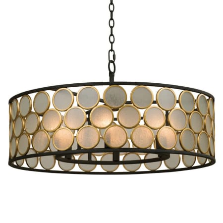 Kalco Corsa 6 Light 28" Wide Drum Chandelier Matte Black / Gold