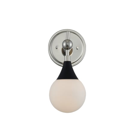 Kalco Bogart 12" Tall Bathroom Sconce Matte Black / Polished Nickel