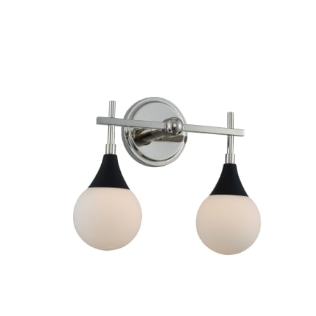 Kalco Bogart 2 Light 14" Wide Bathroom Vanity Light Matte Black / Polished Nickel