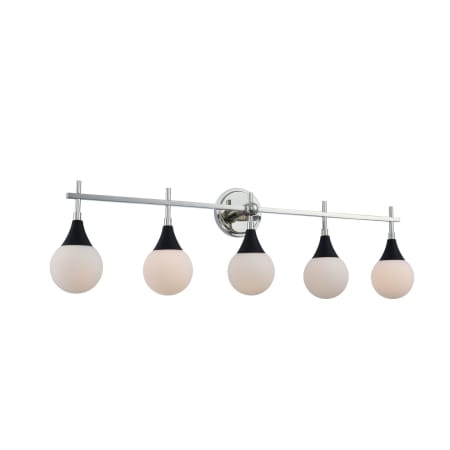 Kalco Bogart 5 Light 39" Wide Bathroom Vanity Light Matte Black / Polished Nickel