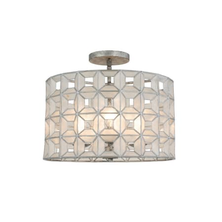 Kalco Prado 3 Light 17" Wide Semi-Flush Drum Ceiling Fixture Oxidized Silver Leaf
