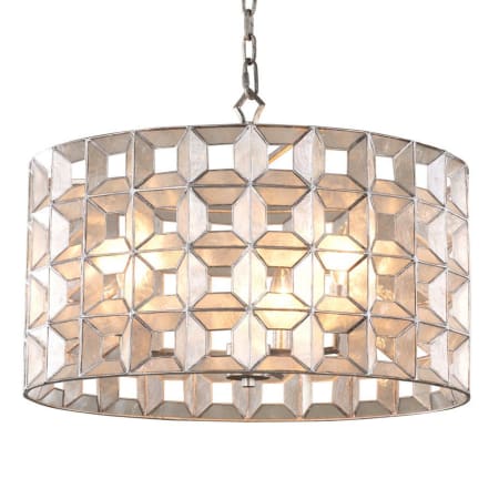 Kalco Prado 3 Light 20" Wide Drum Chandelier Oxidized Silver Leaf