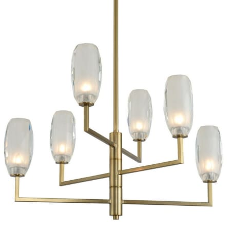 Kalco June 6 Light 28" Wide LED Crystal Chandelier Winter Brass